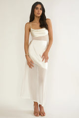 Golden Era Sheer Waist Maxi Dress Oyster