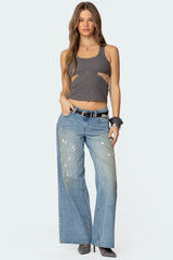 Paint Splatter Low Rise Baggy Jeans