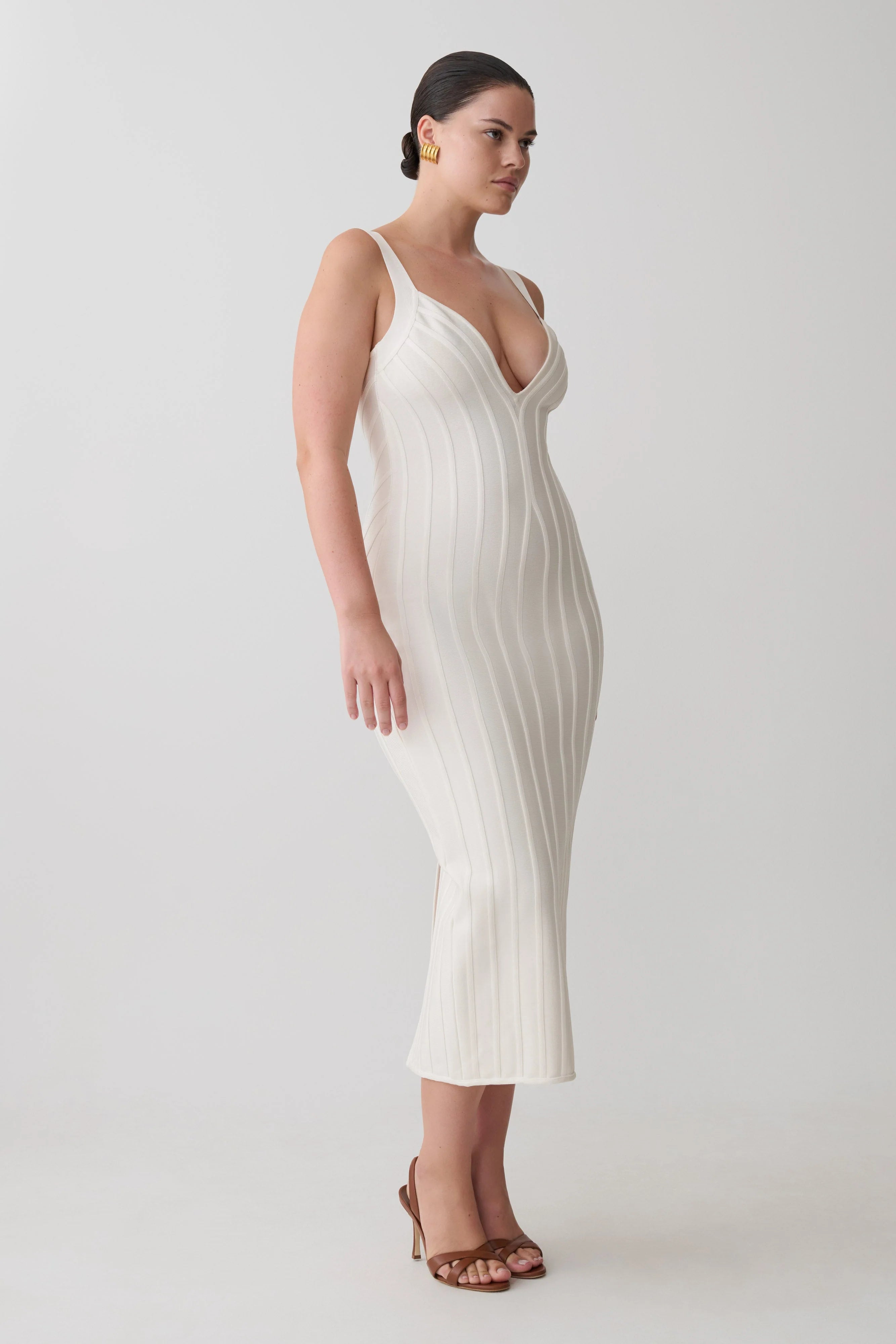 Gia Bandage Knit Midi Dress - Ivory