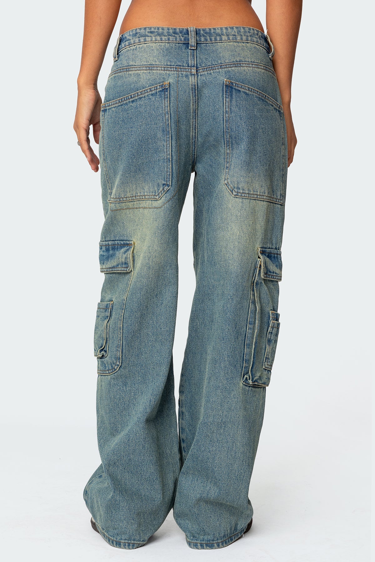 Westie Washed Low Rise Baggy Cargo Jeans