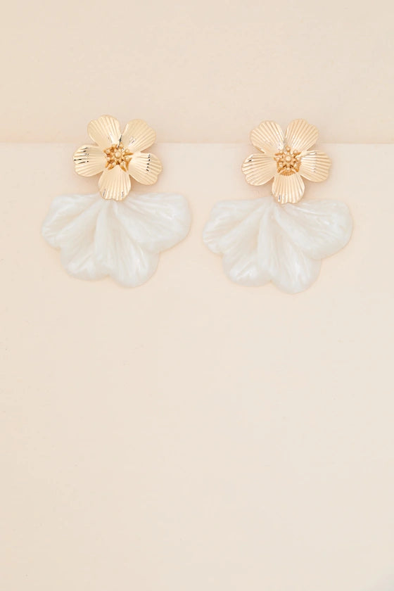 Sheena Ivory Flower Statement Earrings