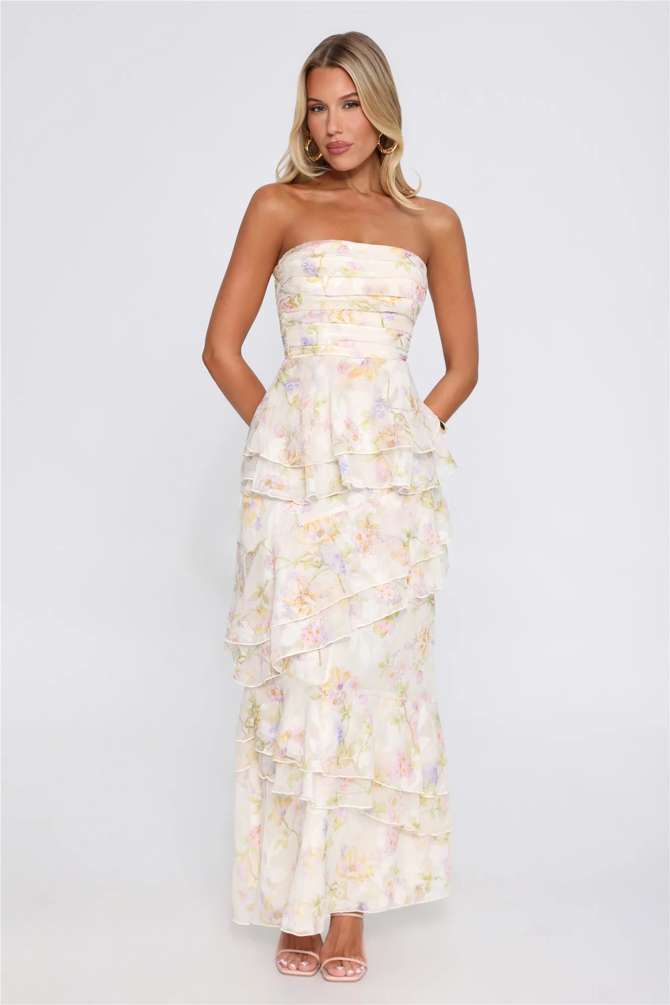 Easy Charm Strapless Maxi Dress Yellow