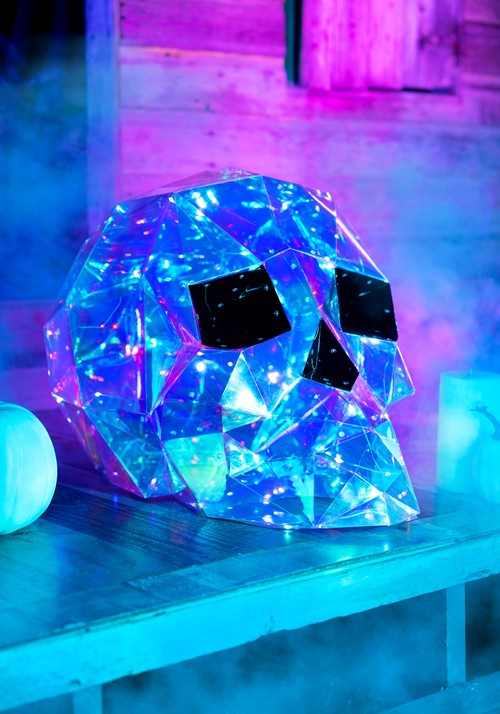12-Inch Geometric Iridescent Skull Decoration